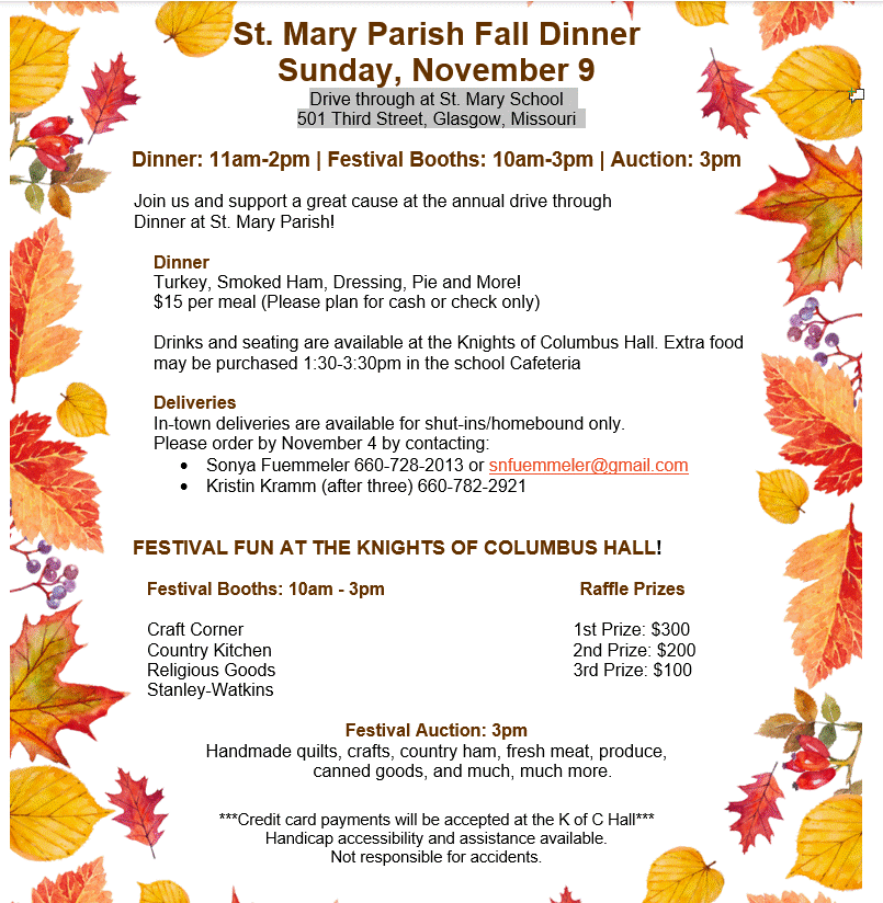 St. Mary Parish Fall Dinner